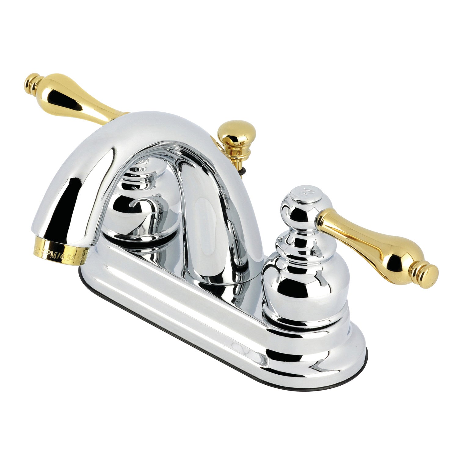 Kingston Heirloom KB5614AL - Restoration Double-Handle 3-Hole Deck Mount 4-Inch Centerset Bathroom Faucet with Pop-Up Drain, Polished Chrome/Polished Brass — image 1